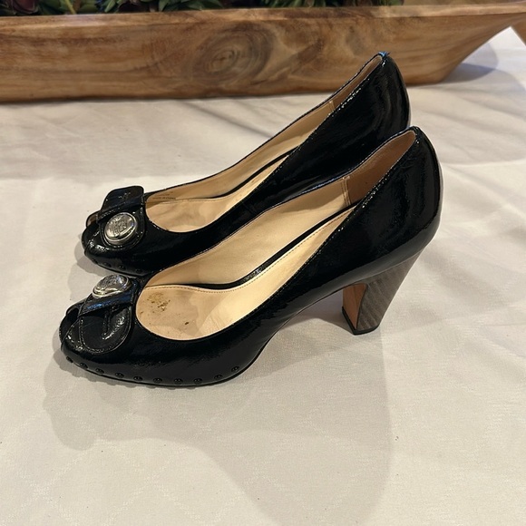 Coach Hanna black peeptoe shoes‎ high heels sandals size 7 - Picture 2 of 9